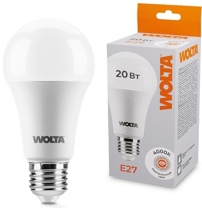 Wolta 20W E27, светодиодная, нейтральный белый