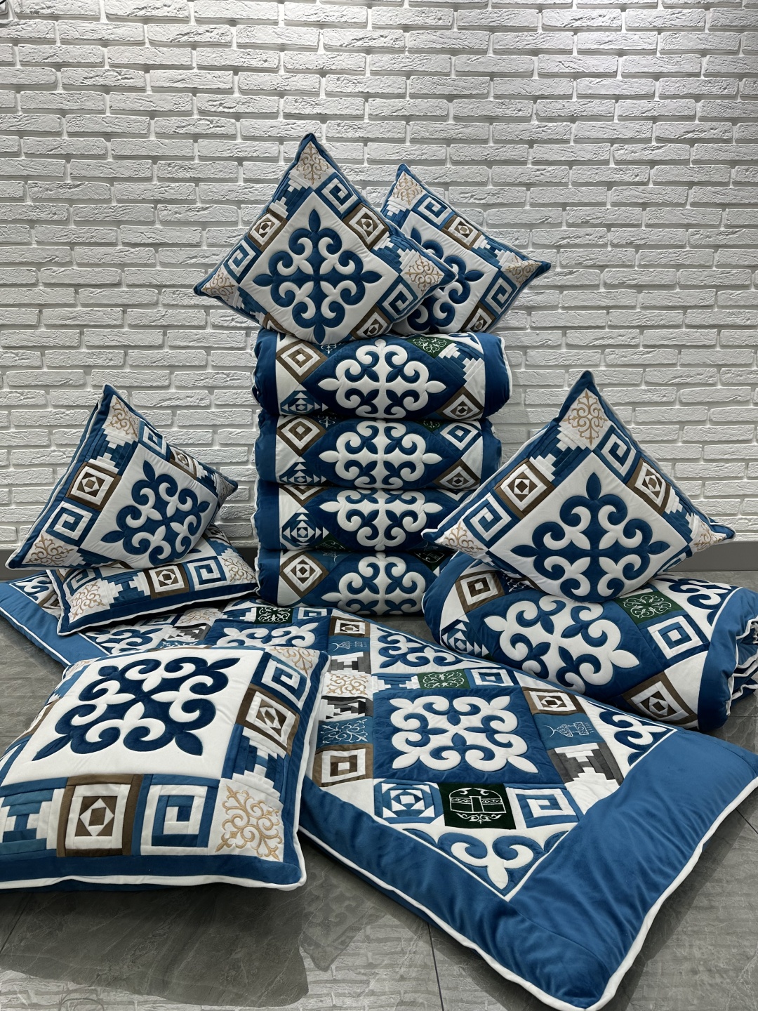 Комплект корпе с подушками 230x80 см, хлопок, синий