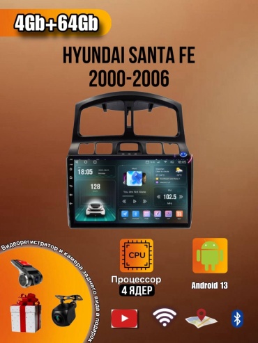 LETRUN T7 Hyundai Santa Fe 2000-2006 4Gb+64Gb + камера заднего вида в штатное место Hyundai