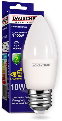 DAUSCHER 10W E27, светодиодная, холодный белый