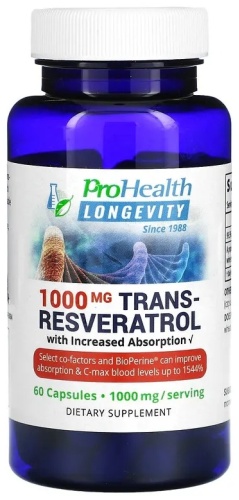 ProHealth БАД Trans-Resveratrol With Increased Absorption, 500 mg 60 капсул