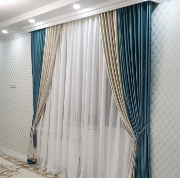 Комплект Ажар 400x270 см 2 шт, сетка, бархат, мультиколор