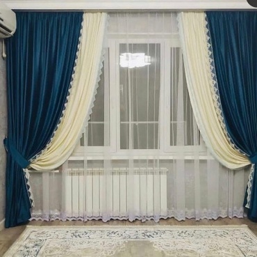 Комплект Elite Shtory 600x300 см 2 шт, велюр, синий