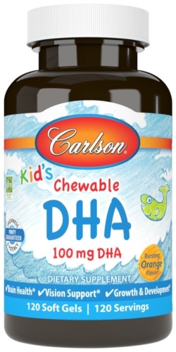 Carlson Labs БАД Carlson Labs Kid's Chewable DHA, Bursting Orange Flavor, 100 мг 120 капсул