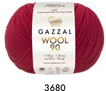 Моток GAZZAL Wool 90 3680 Вишня 90 м 50 г