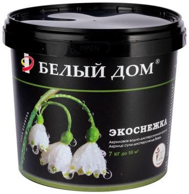 Белый Дом водоэмульсионная Экоснежка белоснежная влагостойкая 7 кг, белый