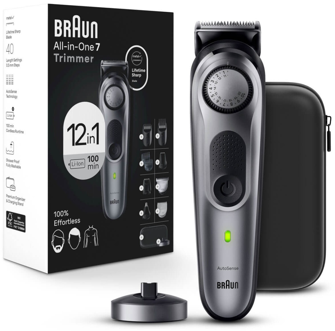 Braun триммер Series 7 7440 черный, серебряный