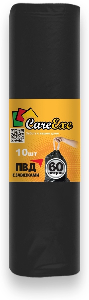 Пакеты для мусора с завязками 60л, 10 шт M39997