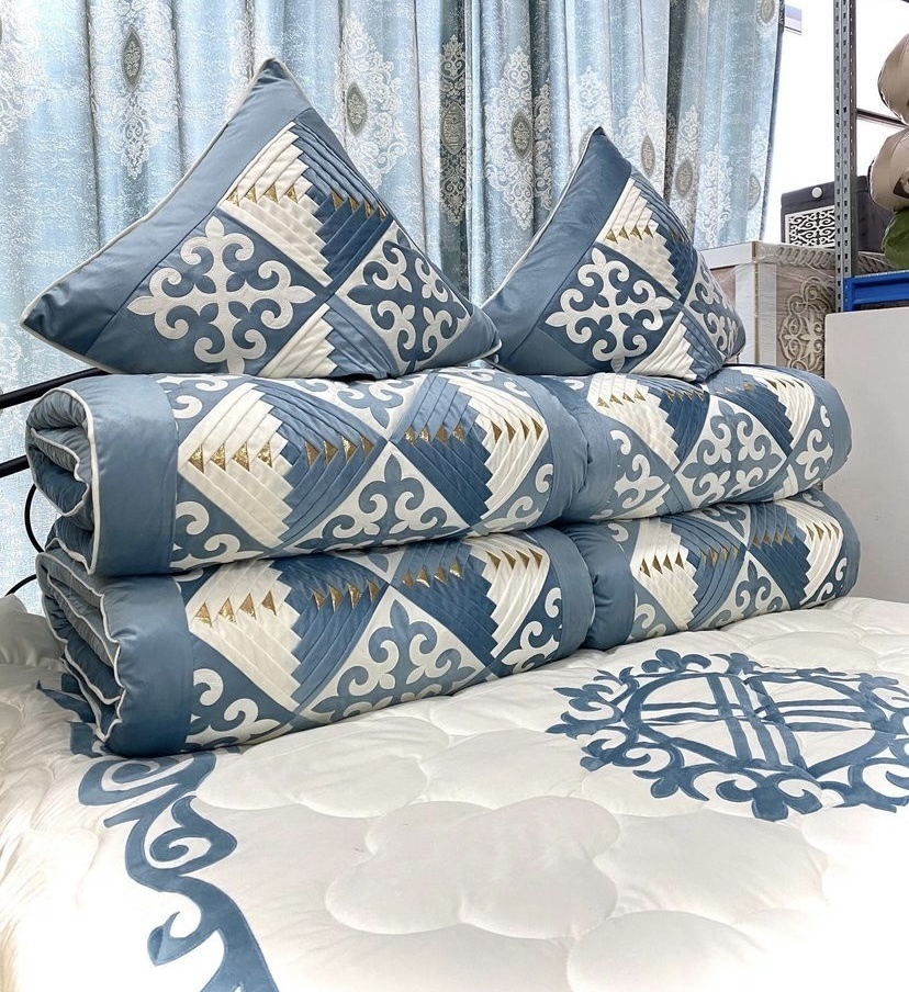 Комплект корпе с подушками 230x80 см, вата, синий, бежевый