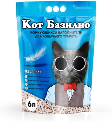 Кот Базилио без запаха соевый комкующийся 6 л 2.5 кг