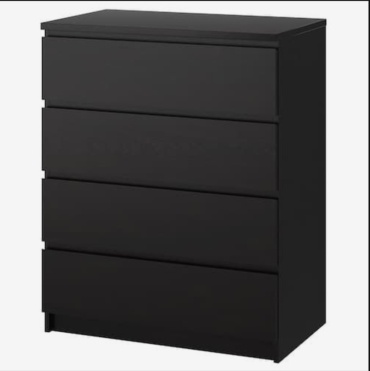 Комод 4 ящика, 75x35x85 см, черный