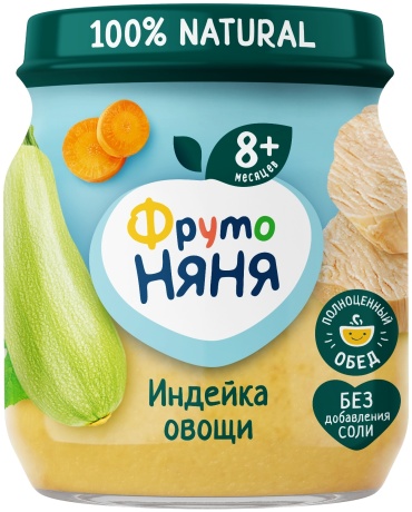 Детское пюре ФрутоНяня Индейка овощи 100 г, с 8 месяцев
