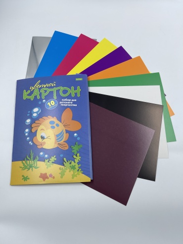 Картон цветной мелованный 10Кц4_03230, А4, 10 л