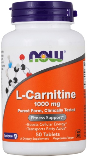 NOW Foods, L-карнитин, 1000 мг, 50 таблеток