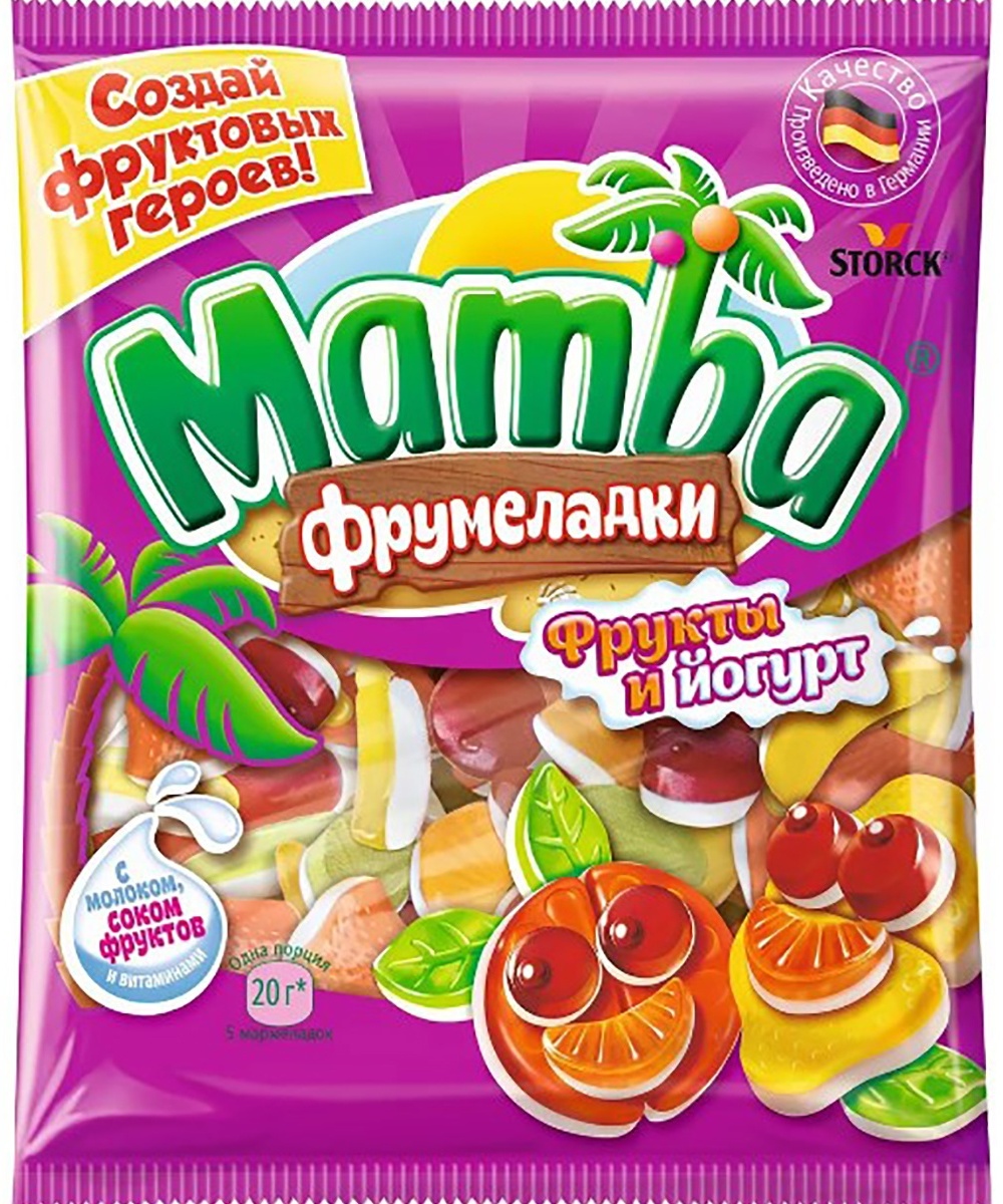 Мармелад Mamba Фрумеладки фрукты и йогурт жевательный 72 г
