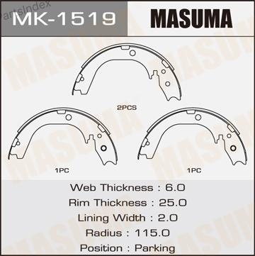 MASUMA Колодки Тормозные Барабанные MK1519