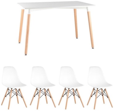 Обеденный стол BLISS HOME Scandi M, 120х80x75 см, ЛДСП, пластик, белый, светло-коричневый