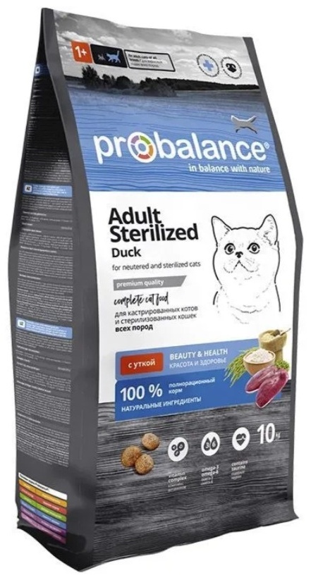 Купить Корм Probalance Adult Sterilized для стерилизованных утка 10 кг ...