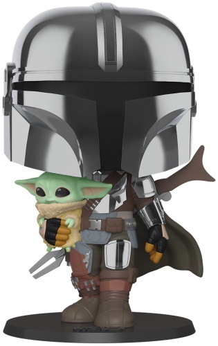 Funko POP! Bobble Star Wars Mandalorian Mandalorian with Child Chrome 10 49931