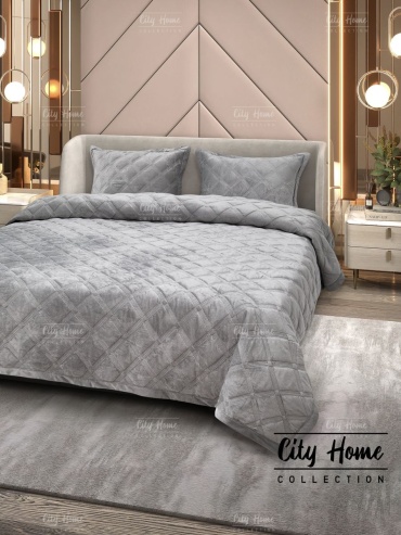 Покрывало Home City Мила 220х240 см, хлопок, велюр, серый