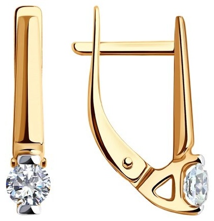 Серьги Diamant 31-120-00840-1 вес 1.67 г золото, фианит