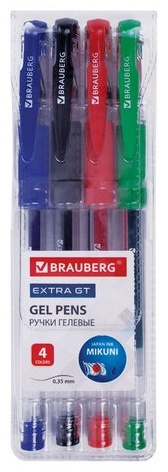 Ручка гелевая Brauberg EXTRA GT 4 шт, 0.35 мм, цвет чернил мультиколор
