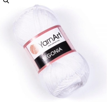 Моток YarnArt Хлопок Бегония Begonia 1000 Белый 169 м 50 г