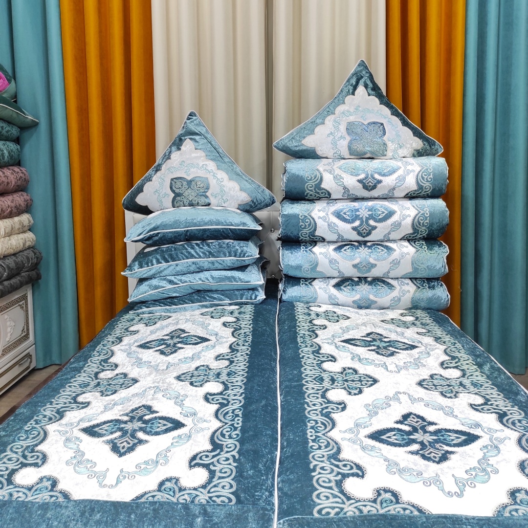 Кыз Жасау комплект корпе с подушками 230x80 см, вата, белый, бирюзовый