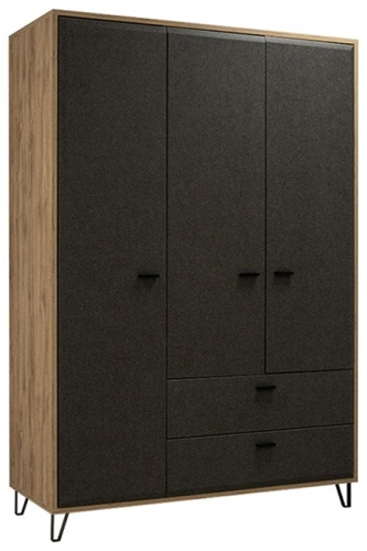 Распашной шкаф Euromebel Грэйс, 144x210х60 см, коричневый, графит
