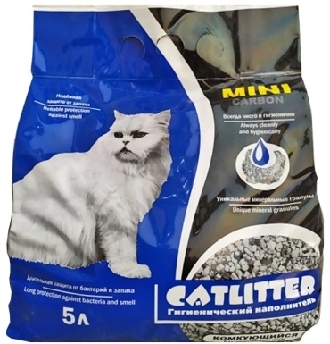 CATLITTER Mini Carbon бентонитовый комкующийся 5 л