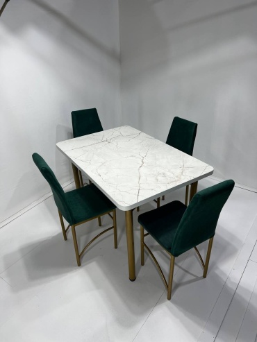 Комплект MEBEL STYLE GROUP 115780264, стол 120х80 см + 4 стула, зеленый