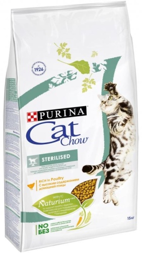 Cat Chow Sterilised для стерилизованных кошек курица 15 кг