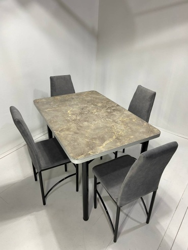 Комплект MEBEL STYLE GROUP 313431726, стол 120х80 см + 6 стульев, серый