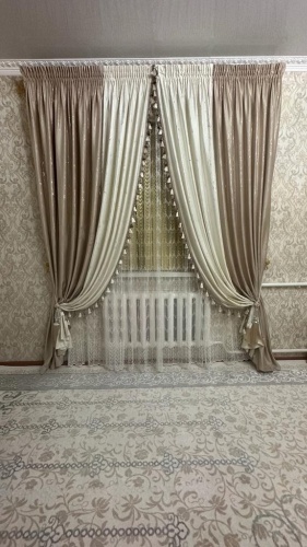 Комплект A Brand 250x280 см 2 шт, велюр, бежевый