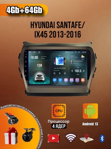 LETRUN T7 Hyundai Santa Fe/IX45 2013-2016 4Gb+64Gb + камера заднего вида в штатное место Hyundai