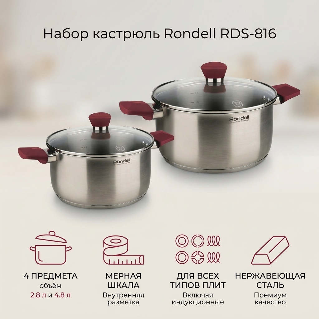 Набор кастрюль Rondell 4 в 1