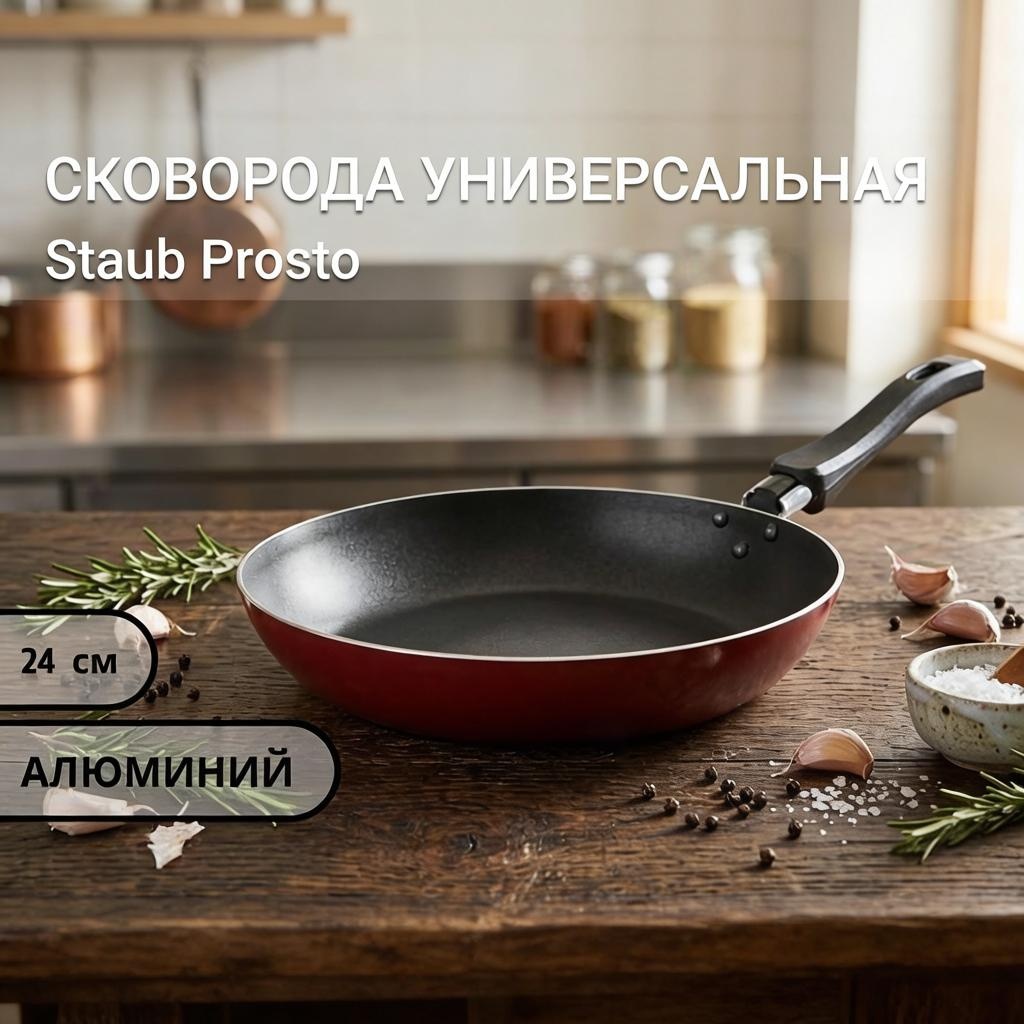 Сковорода Staub Prosto 24 см с антипригарным покрытием, алюминий