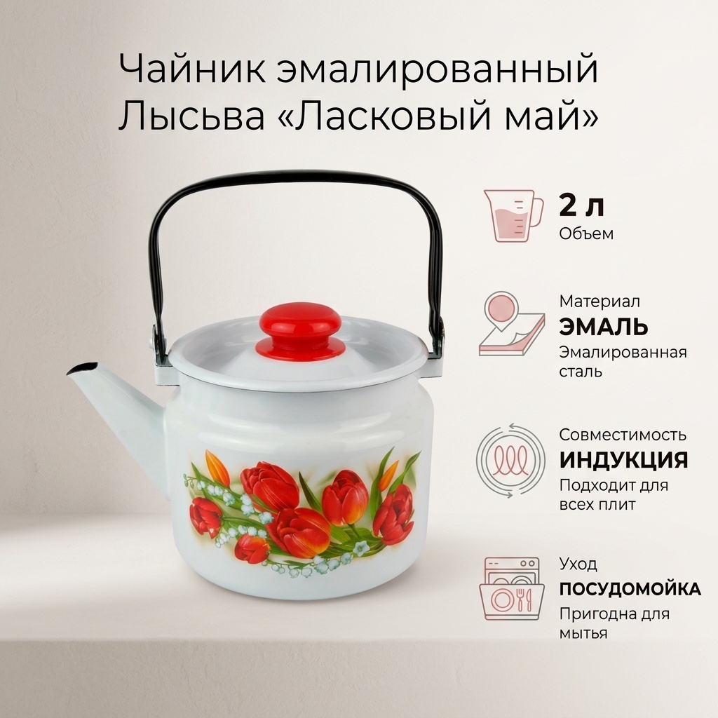Лысьва чайник Ласковый май С-2710П2/4Рч 2 л, эмаль