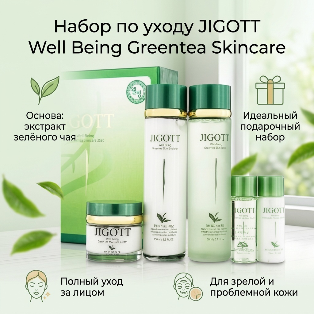 JIGOTT Well Being Greentea Skincare набор по уходу за лицом для женщин