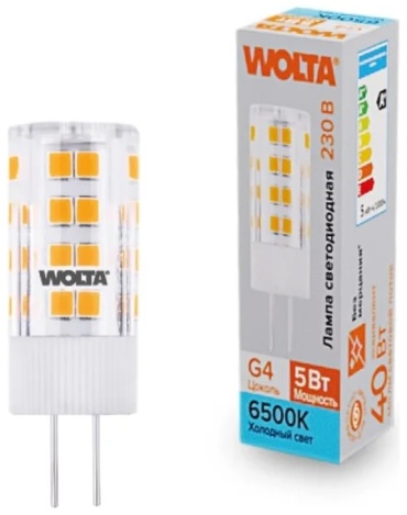 Wolta 5W G4, светодиодная, холодный белый