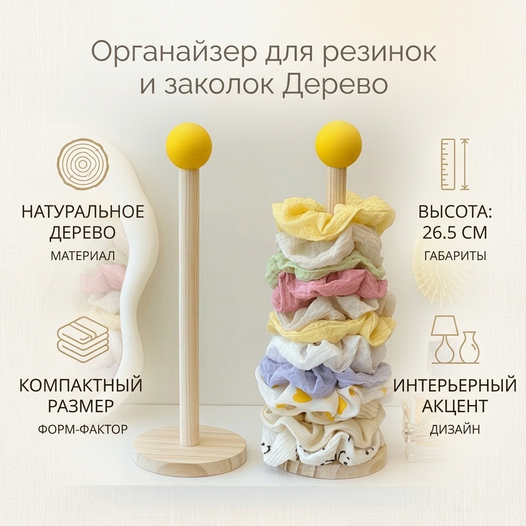 Органайзер для резинок и заколок дерево