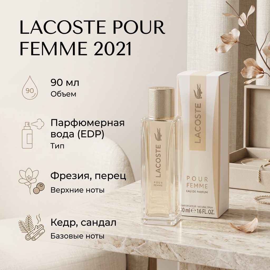 LACOSTE Pour Femme 2021 парфюмерная вода EDP 90 мл, для женщин