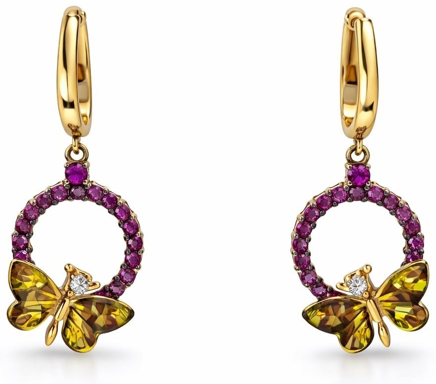 Серьги Italian Gold 4362DVS вес 6.41 г золото, бриллиант, эмаль, сапфир