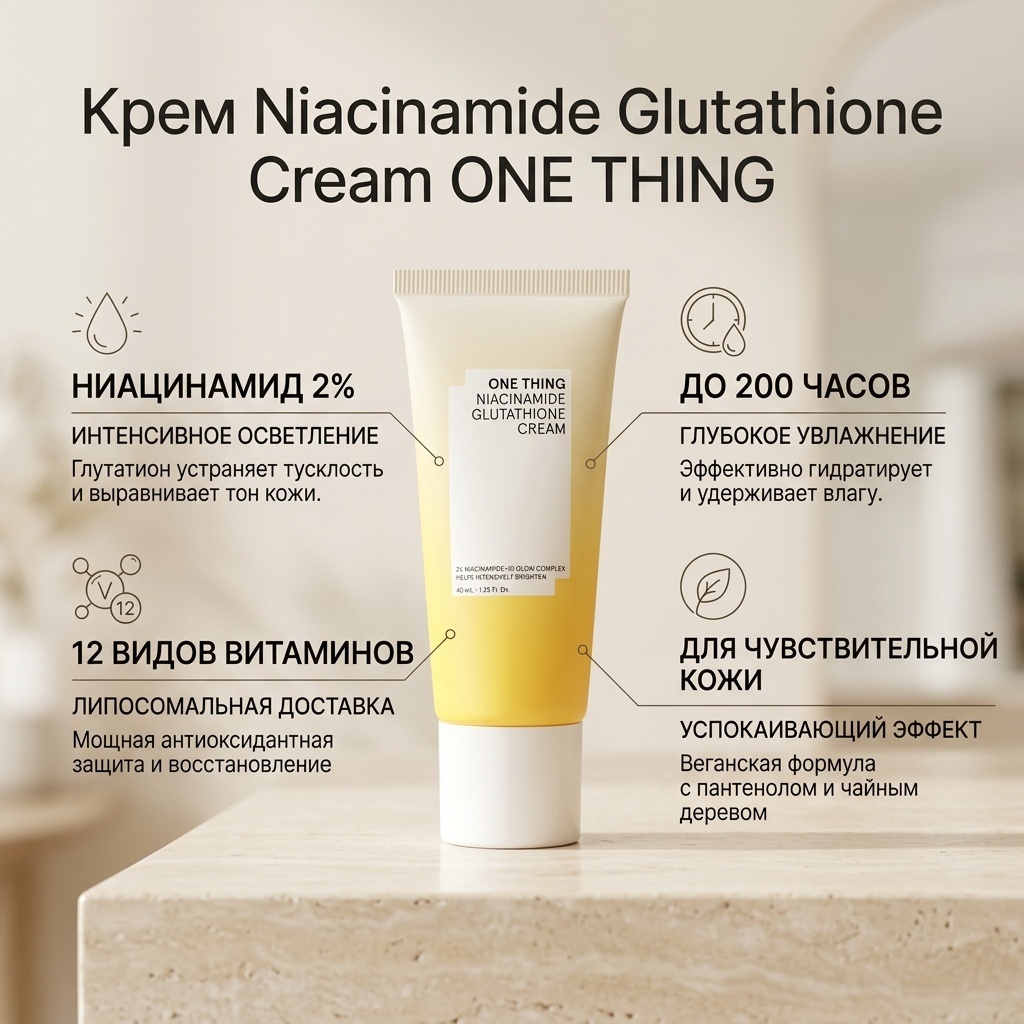 Купить ONE THING крем Niacinamide Glutathione Cream для лица 40 мл в Алматы – Магазин на