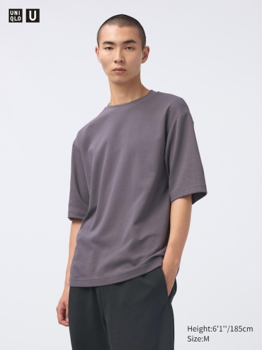 Футболка Uniqlo Без принта сиреневый