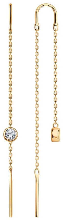 Серьги-цепочки SOKOLOV EAR-SO-585-534638 вес 1 г золото, фианит