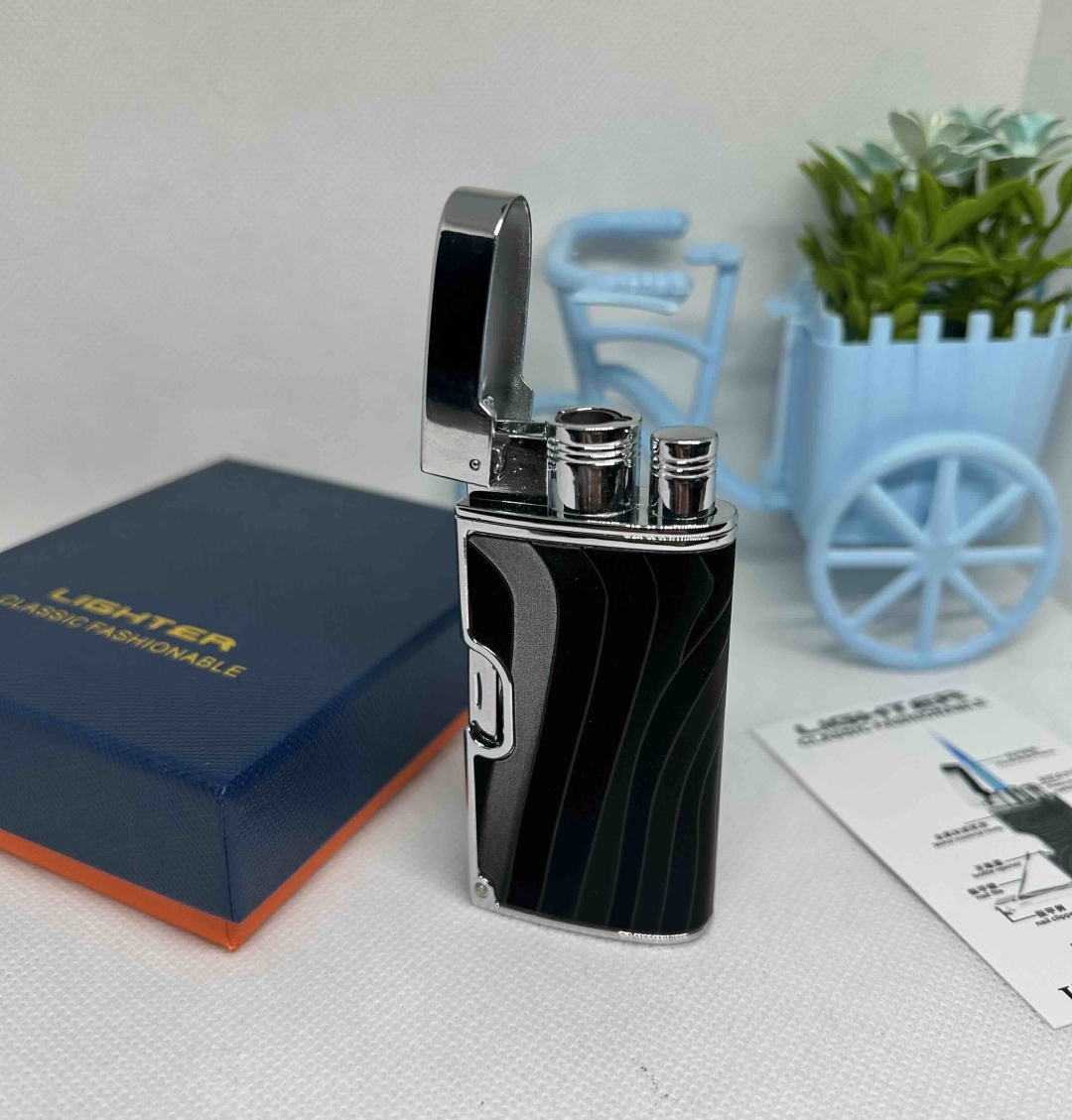 Lighter газовая зажигалка New Black turbo fire, металлический сплав, пластик