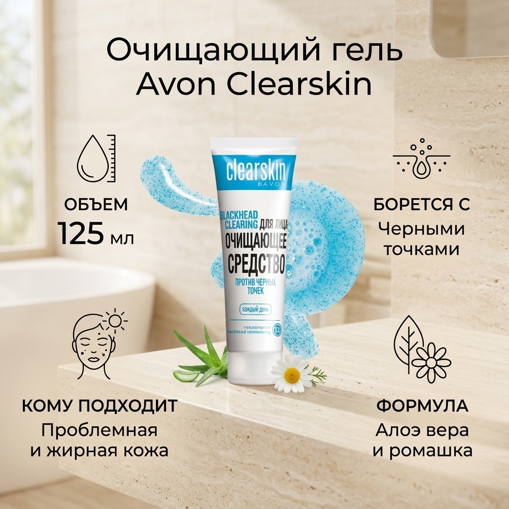 Avon Clearskin Против черных точек гель 125 мл