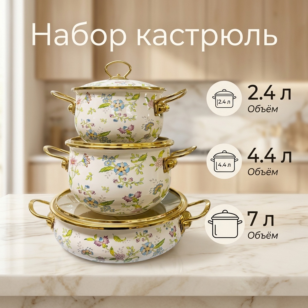 Набор кастрюль 6 в 1