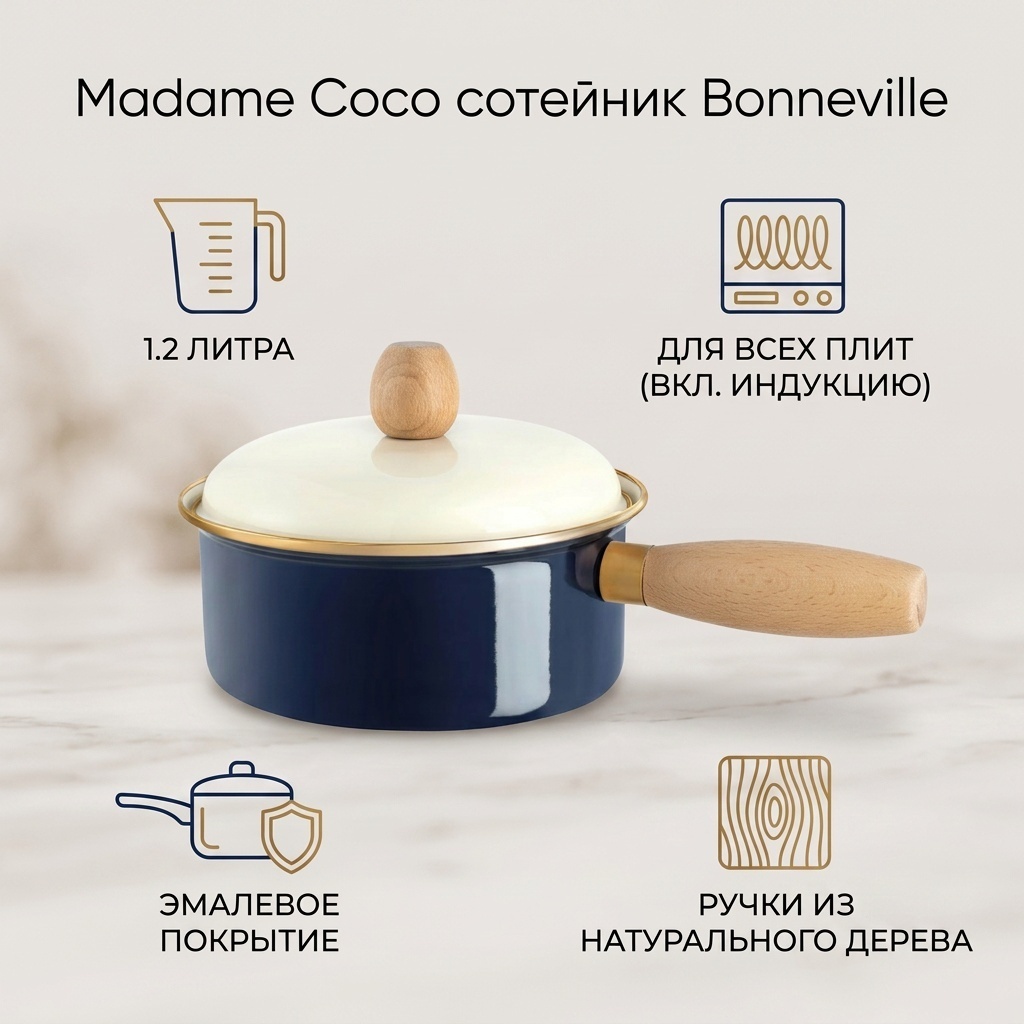 Сотейник 1.2 л, Madame Coco Bonneville эмаль
